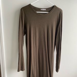 2 Zara dresses midi length brown/green and grey